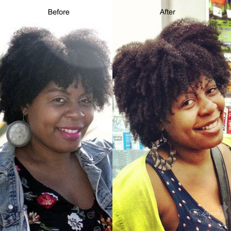 Before and after natural hair picture.