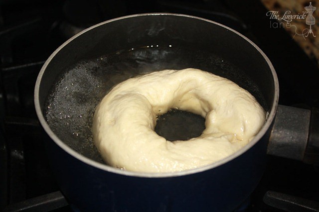 Boiling Homemade Bagel Dough