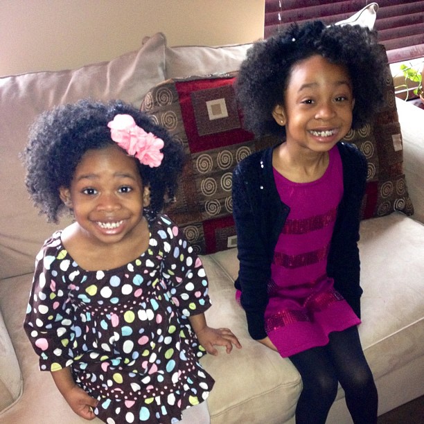 The little ladies are wearing their hair down today. I miss these two. #naturalhair #thelimericklaneblog