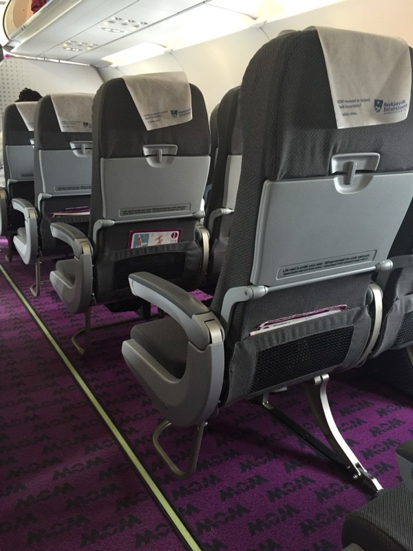 The interior of WOW Airline plane.