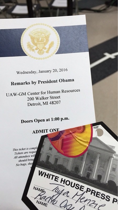My tickets and media pass to see President Obama