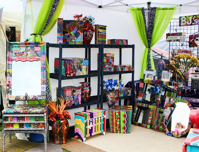 Decoupage African Print Fabric Furniture