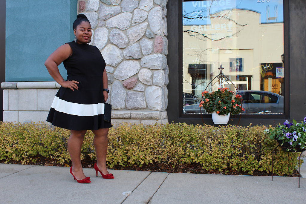 Brightened up a monochromatic look with a bold color shoe.