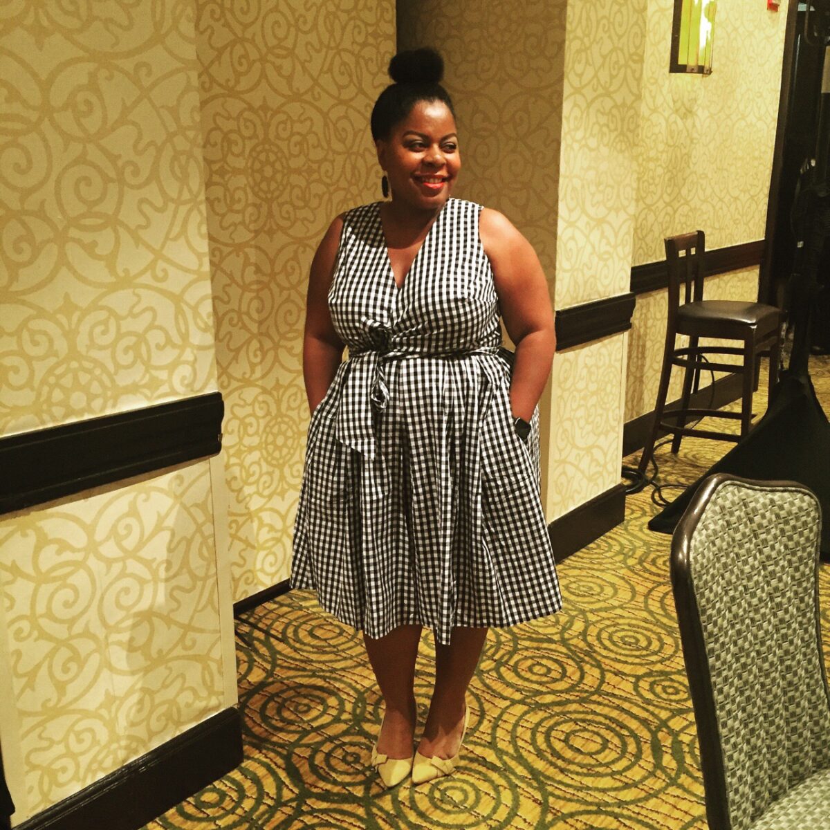 Eloquii Gingham Wrap Dress. Y